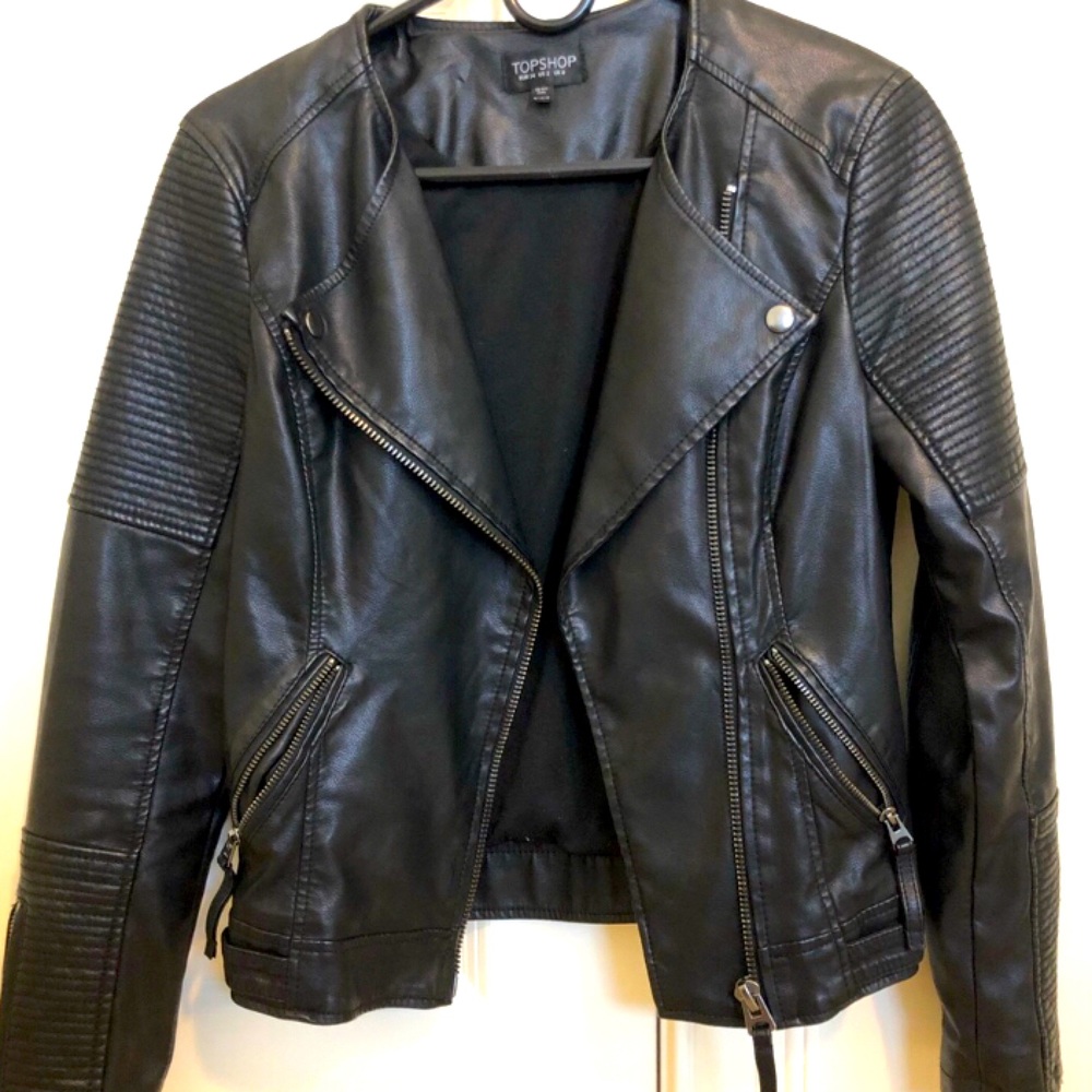 Topshop Faux Leather Motto Jacket